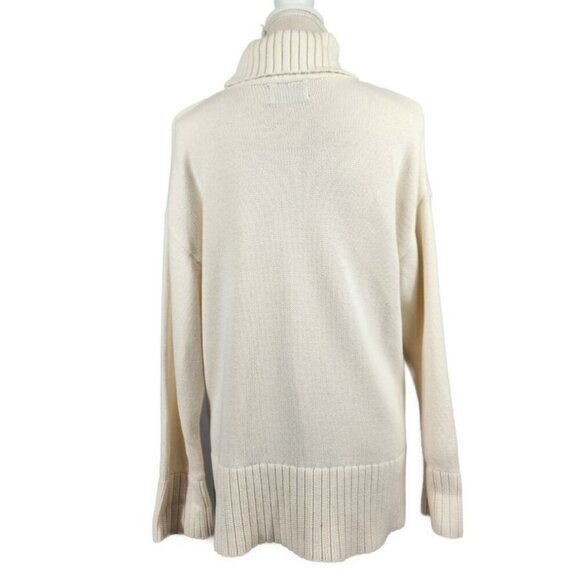 Old Navy Turtleneck Sweater Ivory Women's M Long Sleeve Ribbed Hem Oversize Cozy - Picture 2 of 8